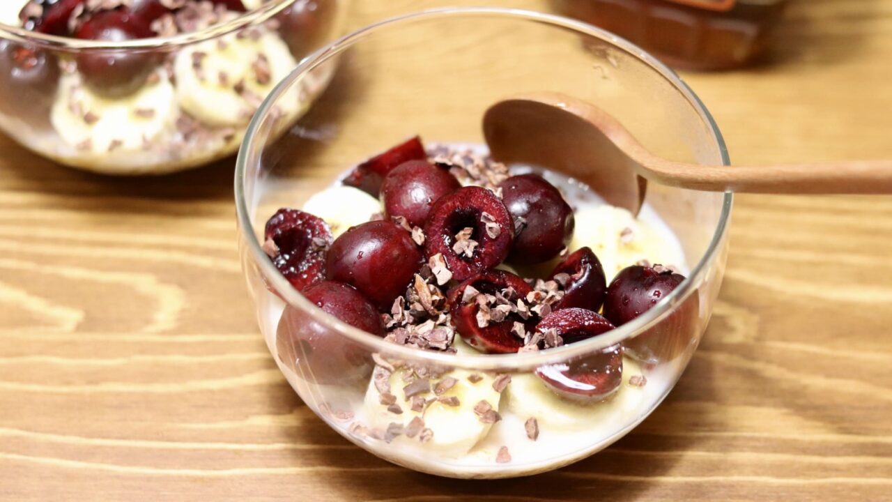 おうちごはん アメリカンチェリーのオーバーナイトオーツ レシピ ダイエット中 ゆうみんのおうちごはん食堂